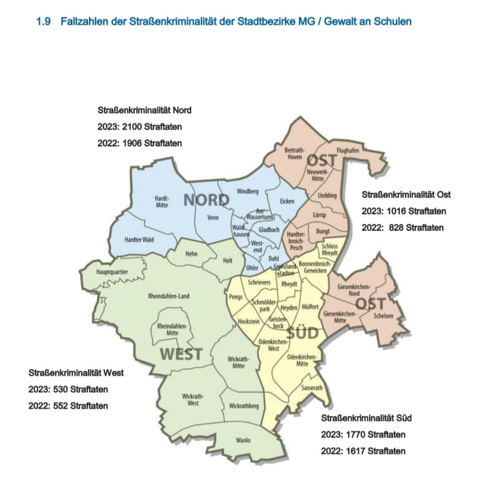 Polizei Mönchengladbach - Straftaten nach Stadtbezirken