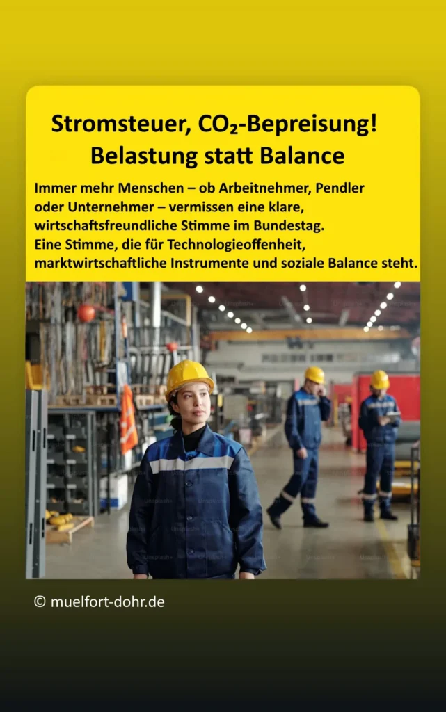 Immer mehr Menschen – ob Arbeitnehmer, Pendler oder Unternehmer – vermissen eine klare, wirtschaftsfreundliche Stimme im Bundestag. Eine Stimme, die für Technologieoffenheit, marktwirtschaftliche Instrumente und soziale Balance steht.
