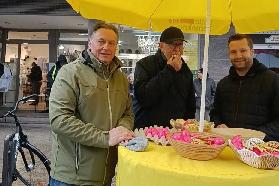 FDP Ostergruß auf dem Rheydter Marktplatz